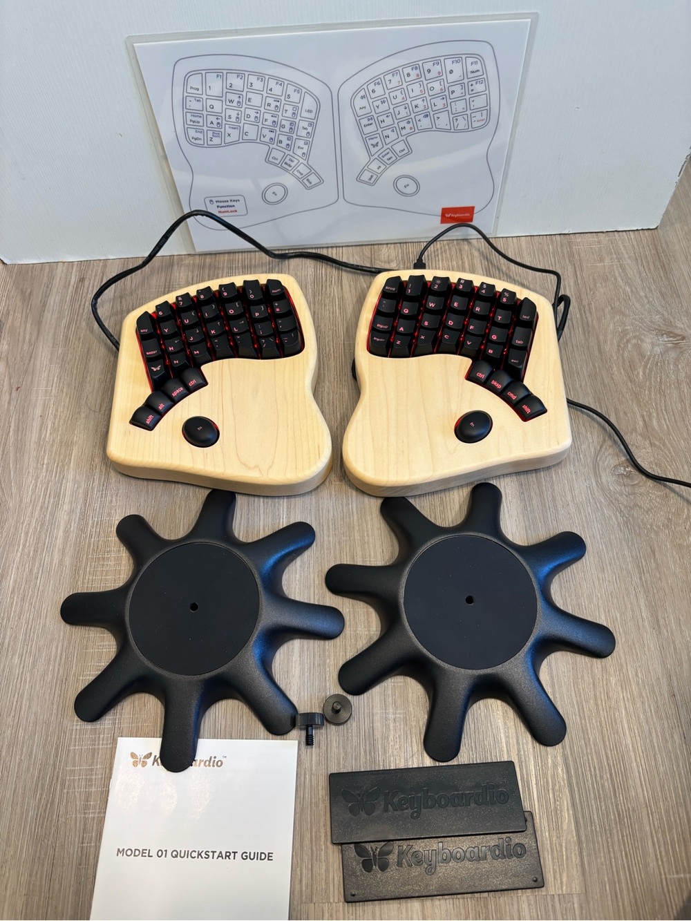 Keyboardio Model 01-Q Split Ergonomic Keyboard Natural Wood Butterfly  (works!)